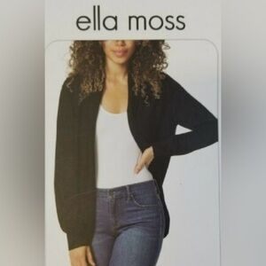 Ella Moss Classic Black Open-Front Cardigan in Size Small, Excellent Condition